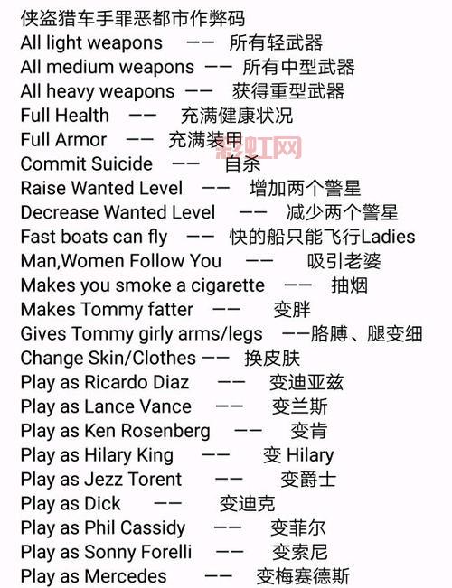 侠盗飞车密码大全:罪恶都市&圣地安列斯秘籍全攻略