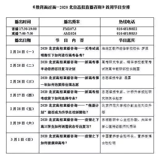 2020北京高招直播咨询节目