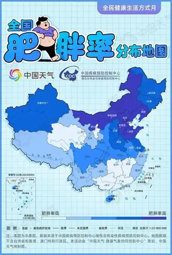 肥胖率分布地图_全国肥胖率分布地图出炉_BMI计算公式