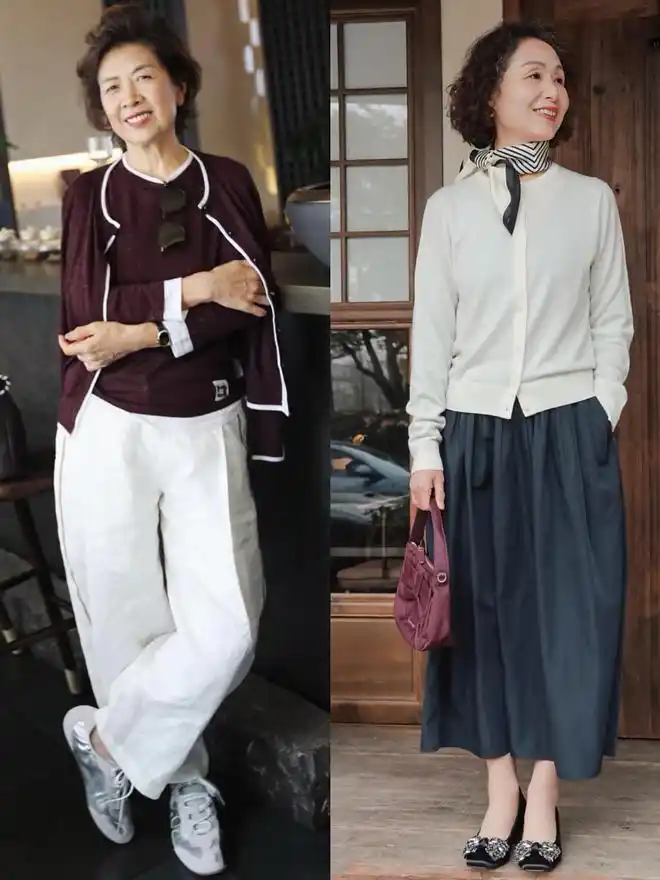 针织衫衬衫风衣西装上衣_46岁女人穿衣服_中年女性秋季穿搭