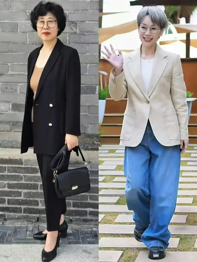 针织衫衬衫风衣西装上衣_中年女性秋季穿搭_46岁女人穿衣服