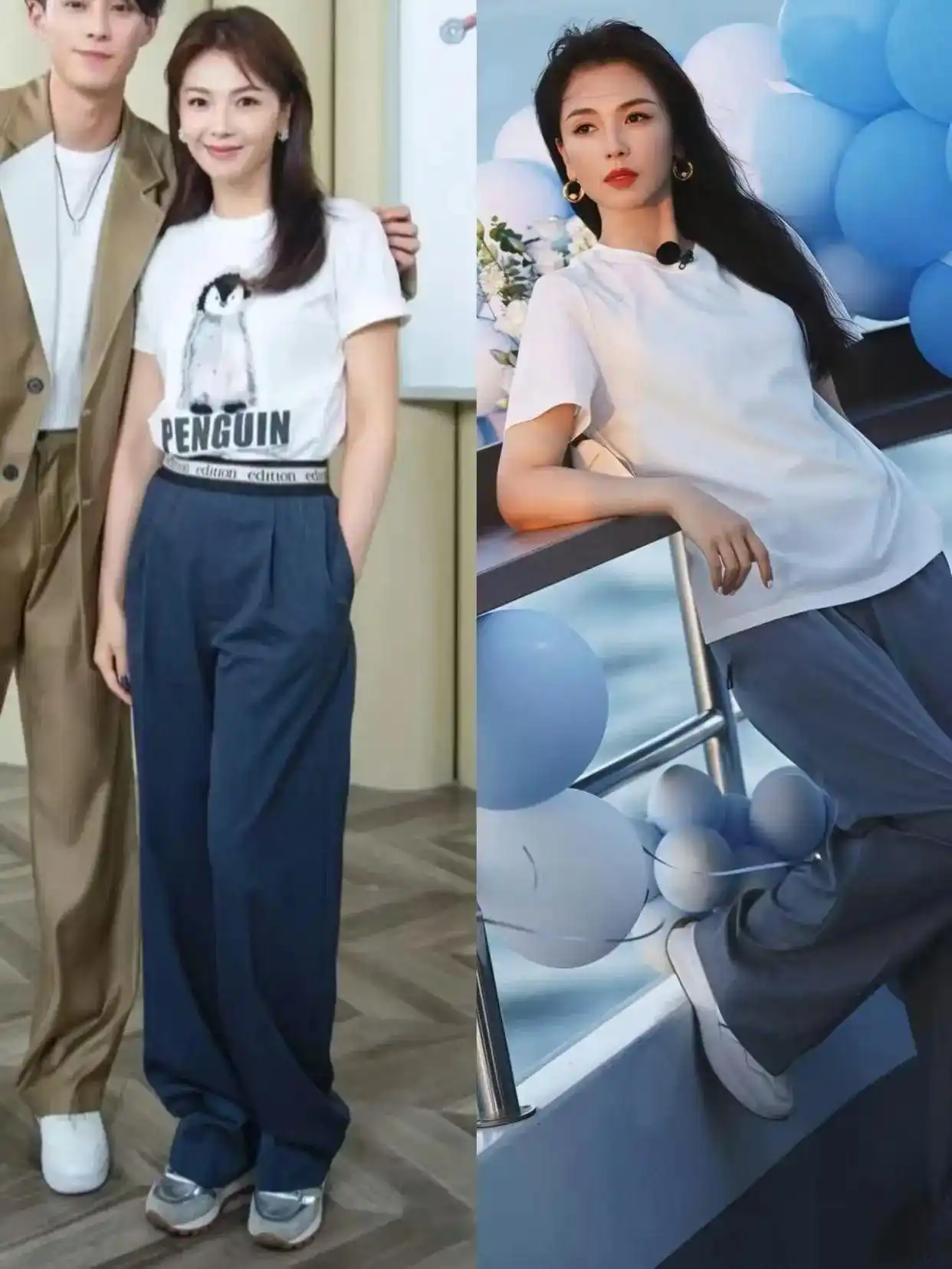 46岁女人穿衣服_刘涛T恤穿搭_中年女性基础款时尚搭配