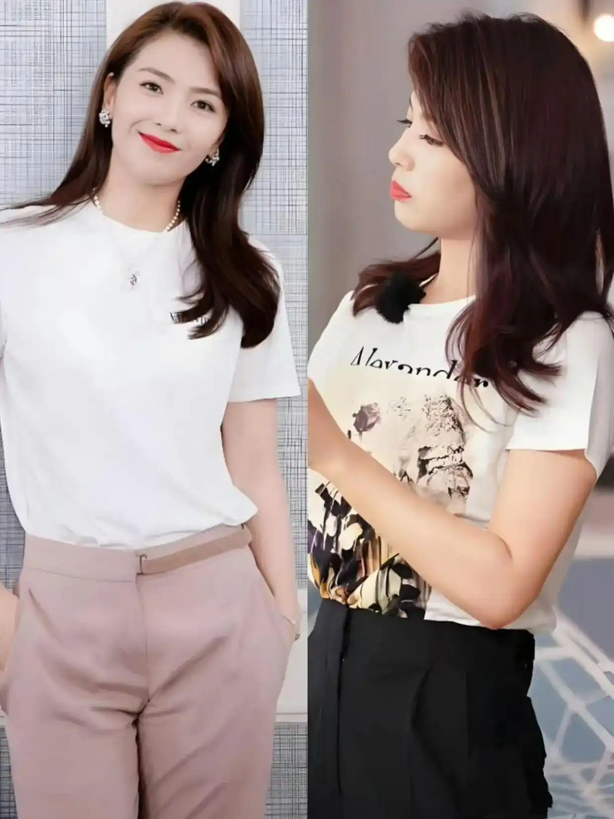 中年女性基础款时尚搭配_刘涛T恤穿搭_46岁女人穿衣服