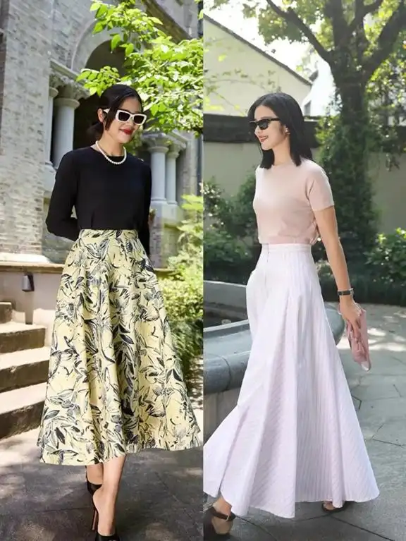 衬衫T恤阔腿裤过膝裙_中年女性夏季穿搭_46岁女人穿衣服