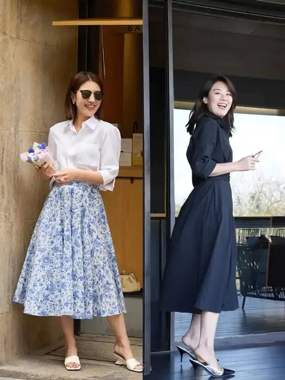 中年女性夏季穿搭_衬衫T恤阔腿裤过膝裙_46岁女人穿衣服