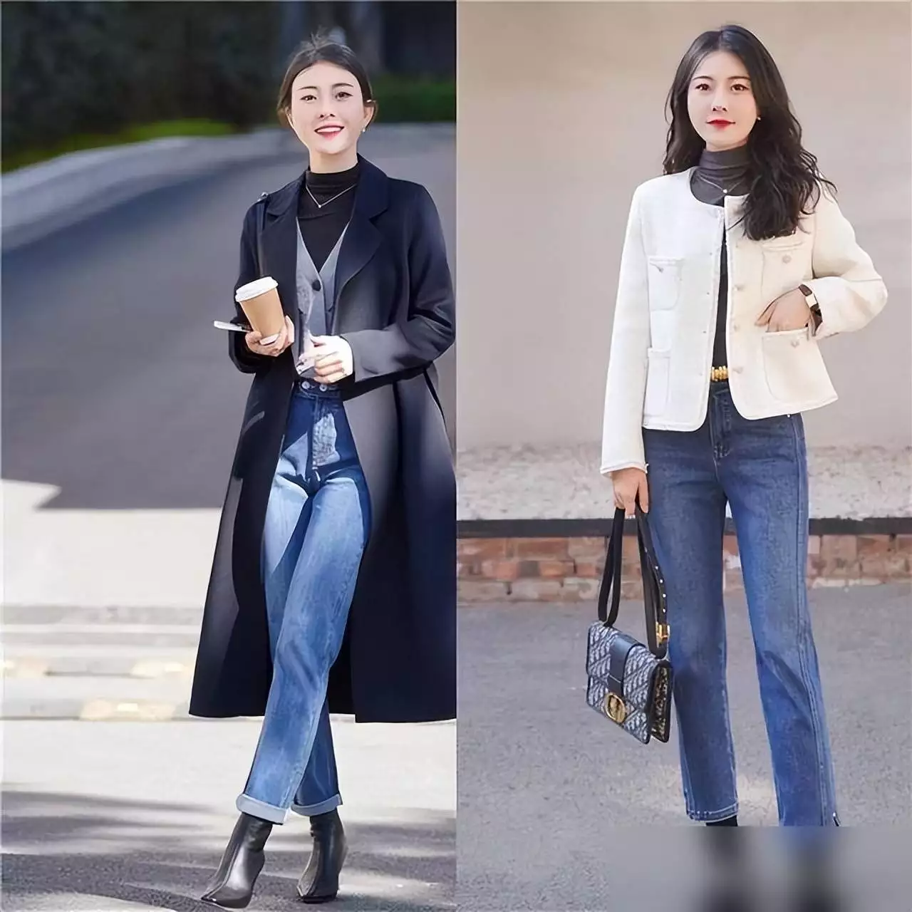 穿紧身牛仔裤的女生_阔腿裤显高搭配高跟鞋_高腰牛仔裤搭配小白鞋