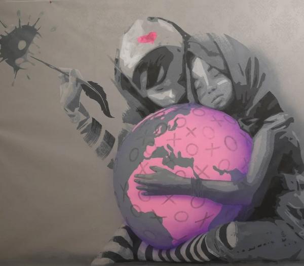 疫情期间城市街头艺术创作_艺术涂鸦_街头涂鸦艺术家新冠病毒主题作品