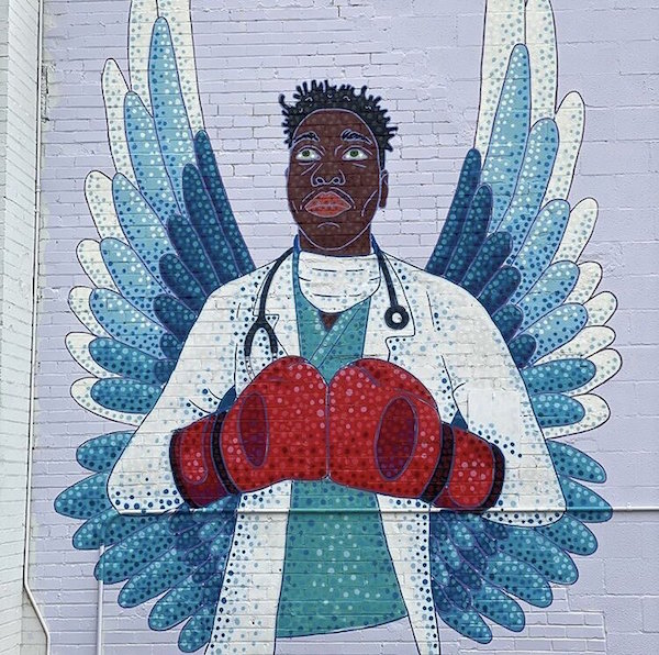 艺术涂鸦_街头涂鸦艺术家新冠病毒主题作品_疫情期间城市街头艺术创作