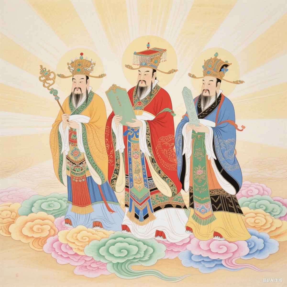 天庭部门结构_天官地官水官百度图片_道教神职体系