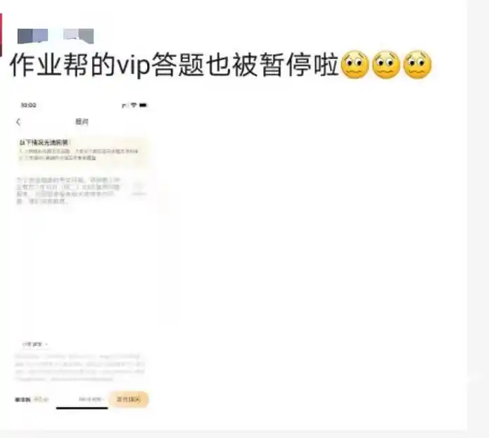 昨晚杭州家长打开作业帮，发现VIP答题服务竟然停止！有人追问：培训业严厉的整治真要启动了？