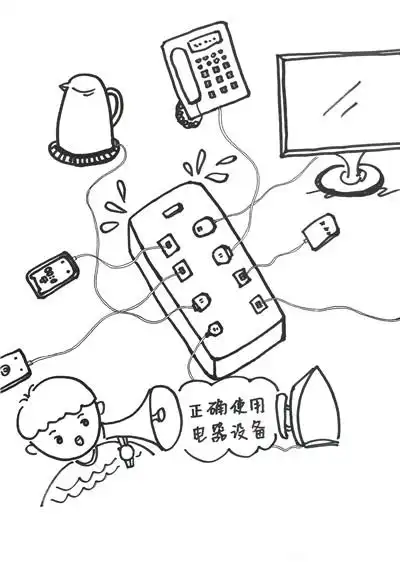 临时用电注意事项漫画图片_正确使用电器设备安全指南_暑假消防安全小贴士