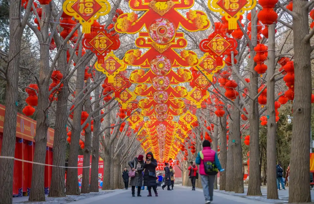 地坛公园打卡姿势已经next level了_龙潭庙会节庆装饰拍照打卡_地坛庙会仿清祭地表演