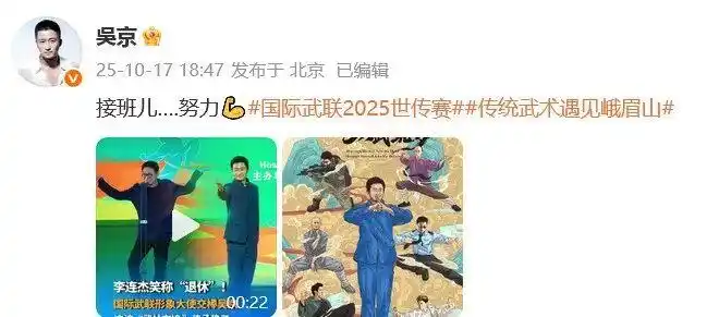 李连杰的新身份:001号终身志愿者_李连杰卸任国际武联形象大使_吴京接任武术形象大使