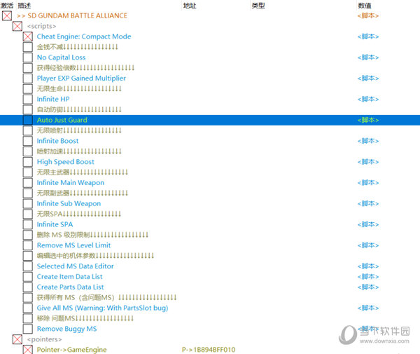 SD高达激斗同盟CT表 V1.0 汉化版