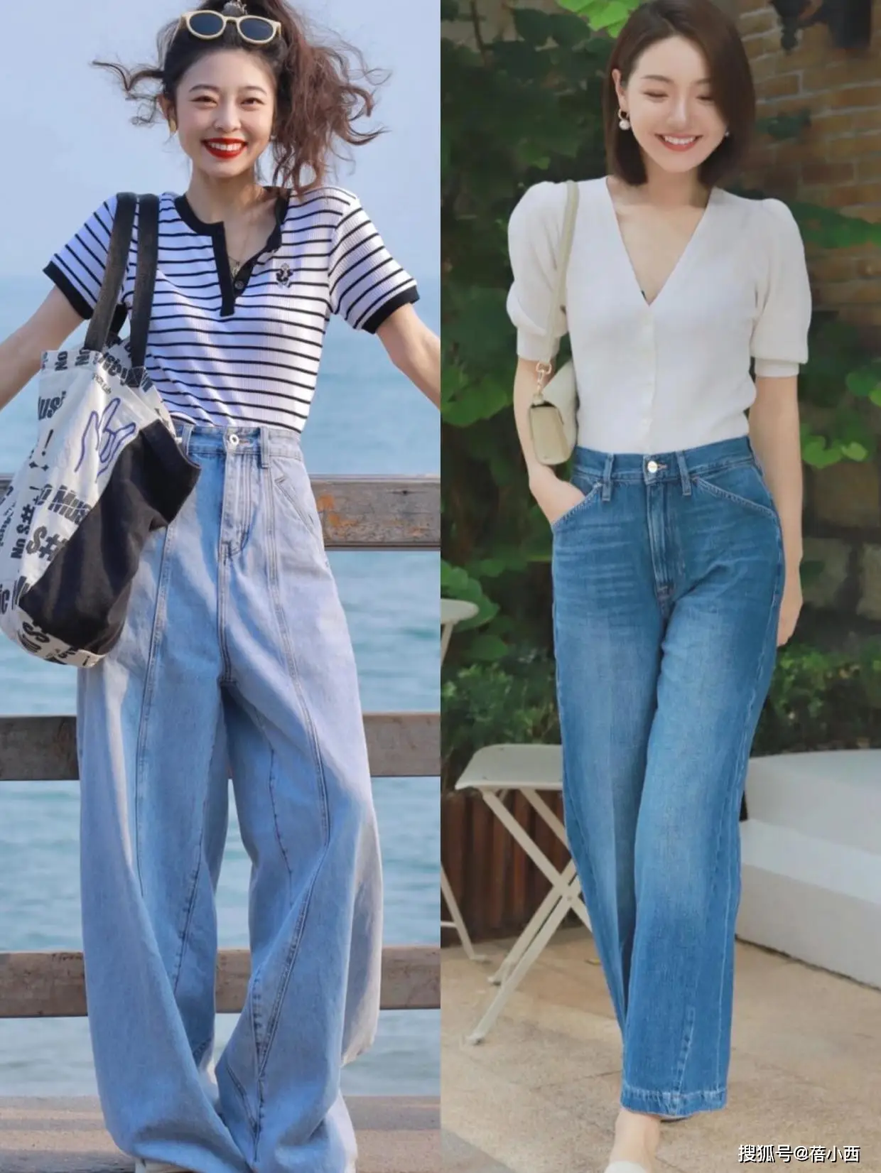 直筒牛仔裤时尚搭配_牛仔裤穿搭技巧_紧身牛仔裤卷裤脚