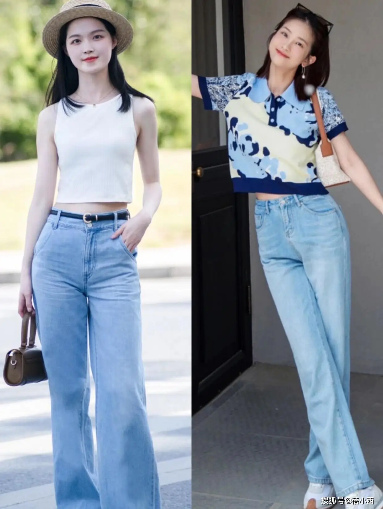 牛仔裤穿搭技巧_直筒牛仔裤时尚搭配_紧身牛仔裤卷裤脚