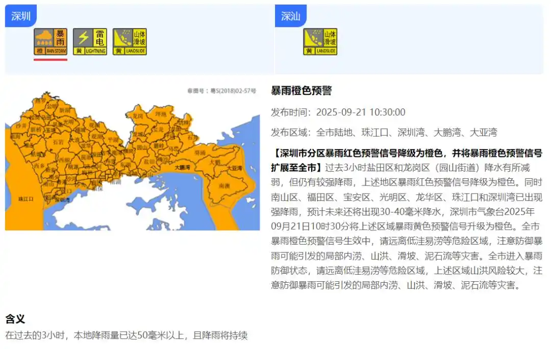 深圳市暴雨橙色预警_超强台风来势凶猛 深圳砍树预防_深圳超强台风桦加沙路径