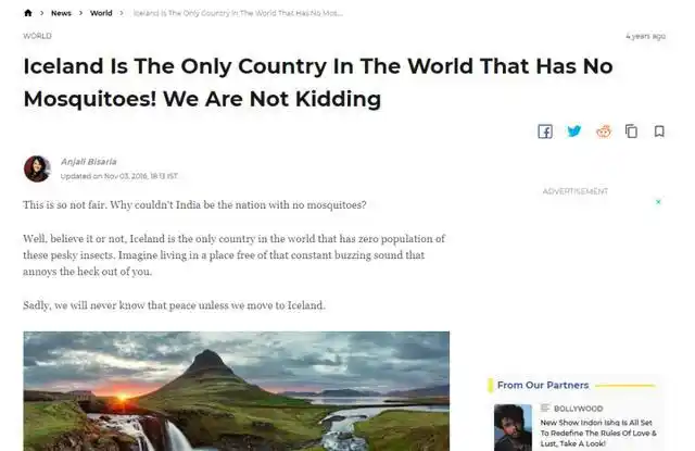 冰岛唯一没有蚊子的国家_冰岛没有蚊子的原因_现在只剩南极没蚊子了