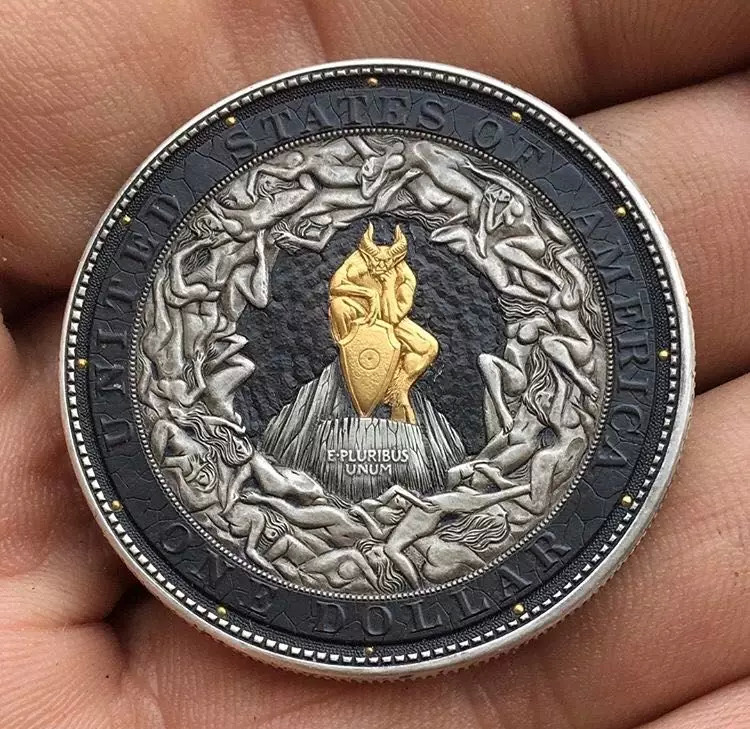 俄罗斯博主Roman Booteens硬币艺术_50美分硬币雕刻_美国一男子疯狂囤500万枚5美分硬币