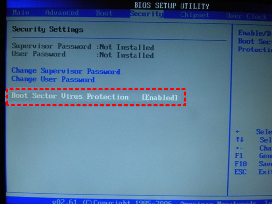 引导扇区病毒保护