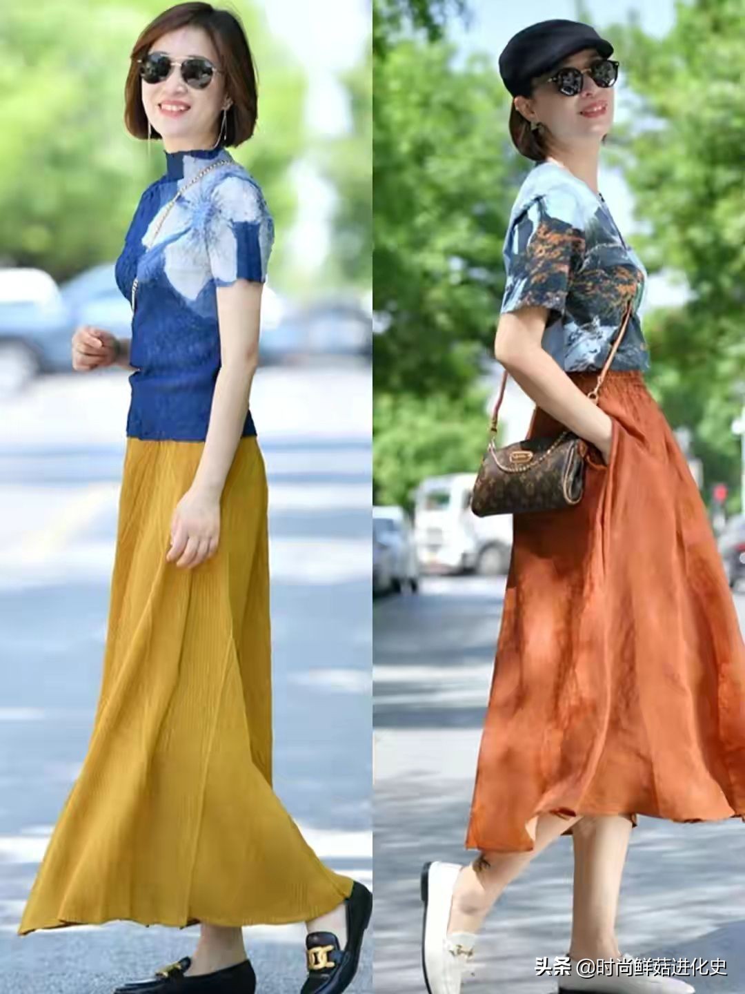 高档雪纺衫_衬衫半裙搭配_60岁女性夏日穿搭