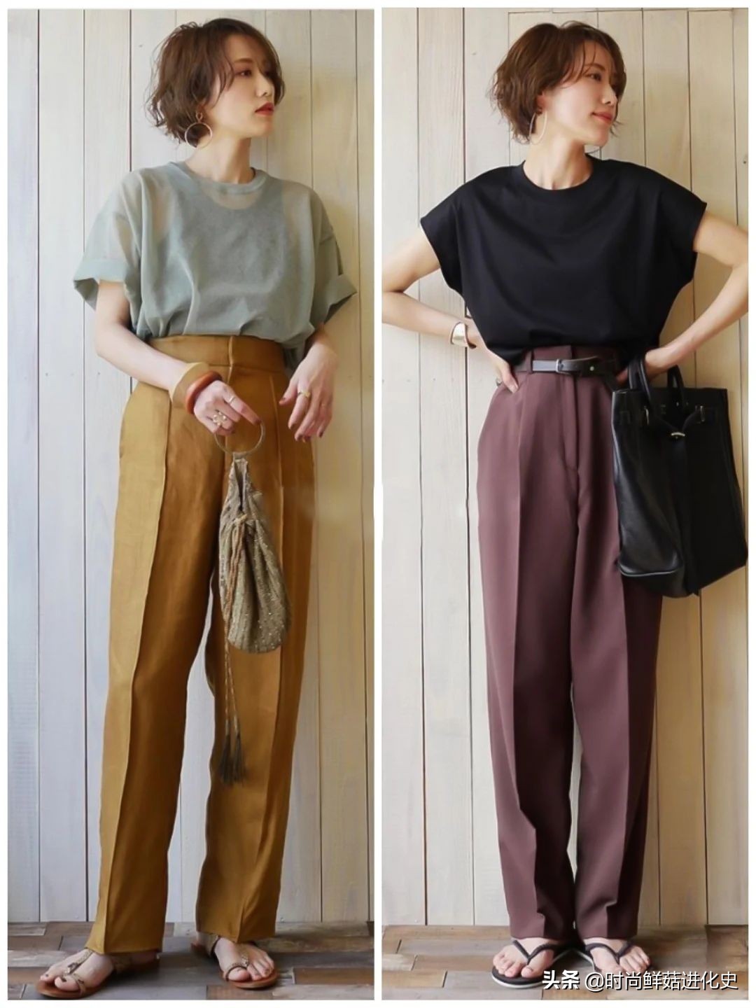 中年女性气质穿搭_雪纺衫棉麻裤搭配_高档雪纺衫