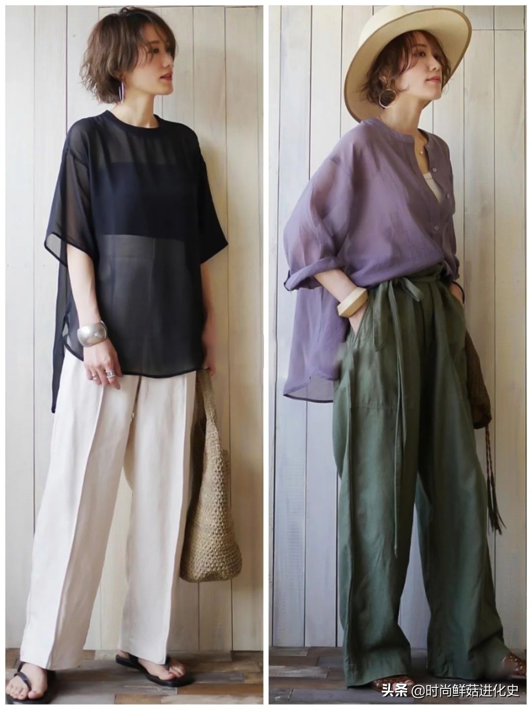 高档雪纺衫_中年女性气质穿搭_雪纺衫棉麻裤搭配