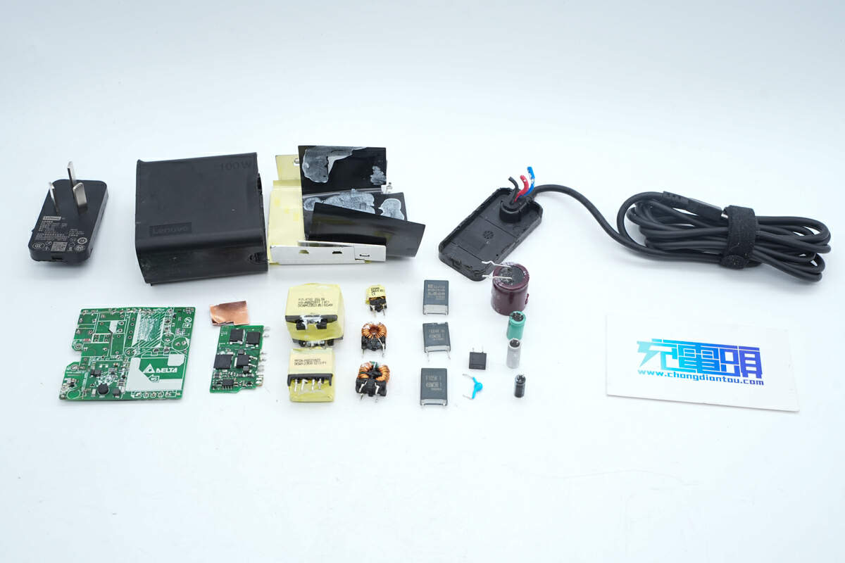 联想原装100W氮化镓电源适配器拆解_联想电脑电源线通用吗_氮化镓电源适配器内部方案和用料