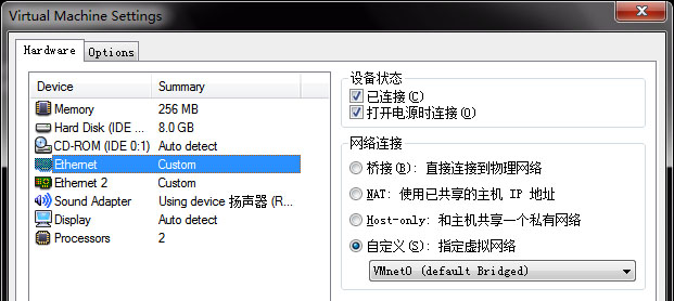 这是第一张网卡的设置