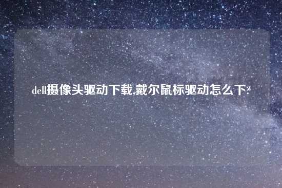 dell摄像头驱动怎么玩,戴尔鼠标驱动怎么下?