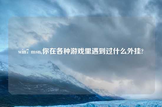 win7 msn,你在各种游戏里遇到过什么外挂?