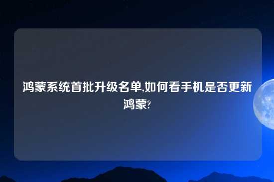 鸿蒙系统首批升级名单,如何看手机是否更新鸿蒙?