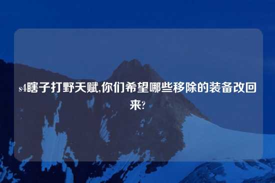 s4瞎子打野天赋,你们希望哪些移除的装备改回来?