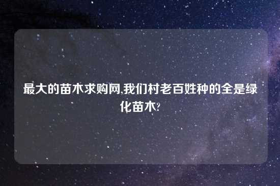 最大的苗木求购网,我们村老百姓种的全是绿化苗木?