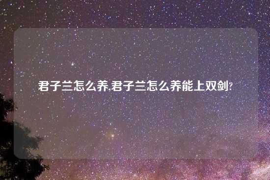 君子兰怎么养,君子兰怎么养能上双剑?