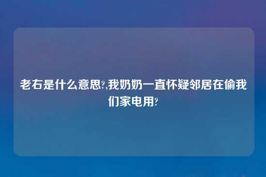 老右是什么意思?,我奶奶一直怀疑邻居在偷我们家电用?