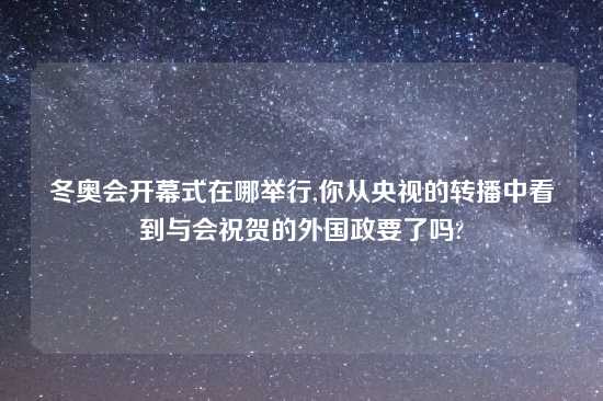 冬奥会开幕式在哪举行,你从央视的转播中看到与会祝贺的外国政要了吗?