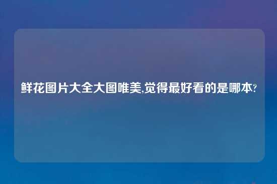 鲜花图片大全大图唯美,觉得最好看的是哪本?