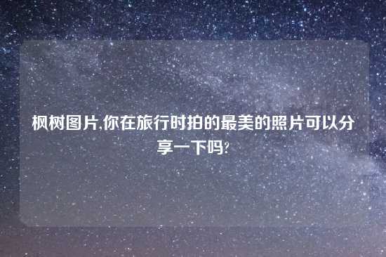 枫树图片,你在旅行时拍的最美的照片可以分享一下吗?