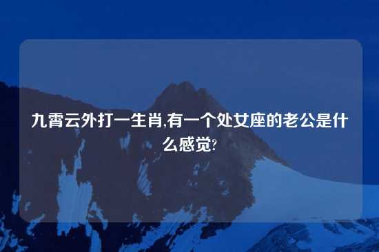 九霄云外打一生肖,有一个处女座的老公是什么感觉?