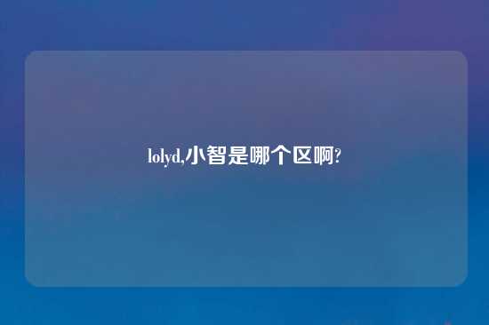 lolyd,小智是哪个区啊?