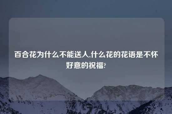 百合花为什么不能送人,什么花的花语是不怀好意的祝福?