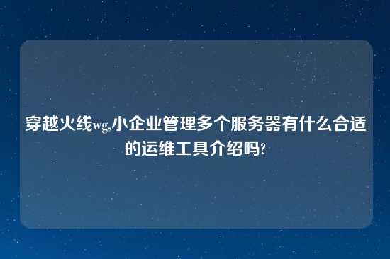 穿越火线wg,小企业管理多个服务器有什么合适的运维工具介绍吗?