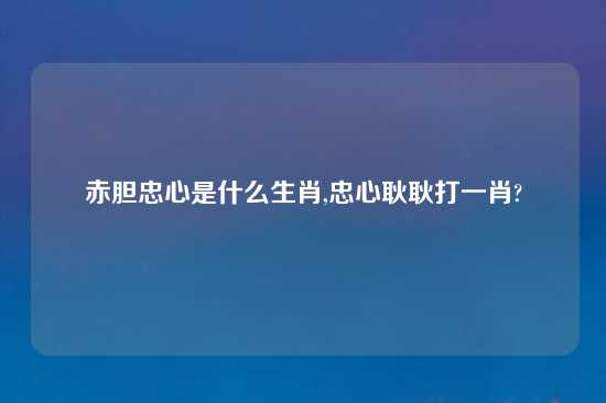 赤胆忠心是什么生肖,忠心耿耿打一肖?