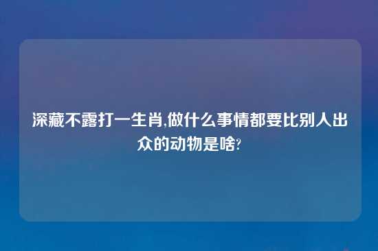 深藏不露打一生肖,做什么事情都要比别人出众的动物是啥?