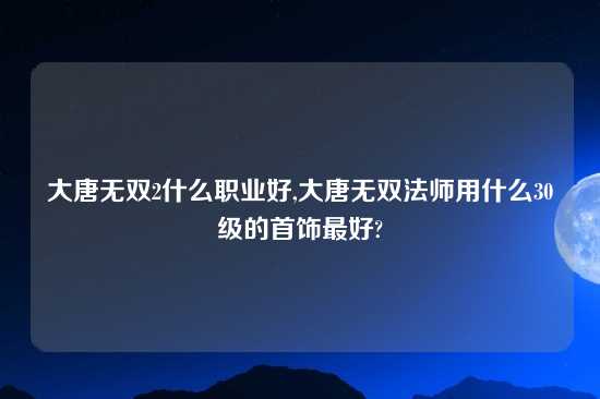 大唐无双2什么职业好,大唐无双法师用什么30级的首饰最好?