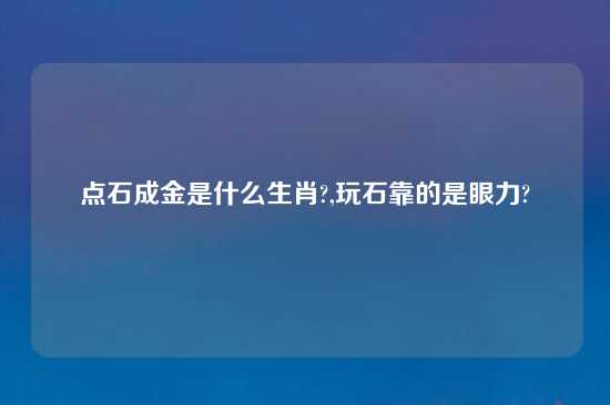 点石成金是什么生肖?,玩石靠的是眼力?