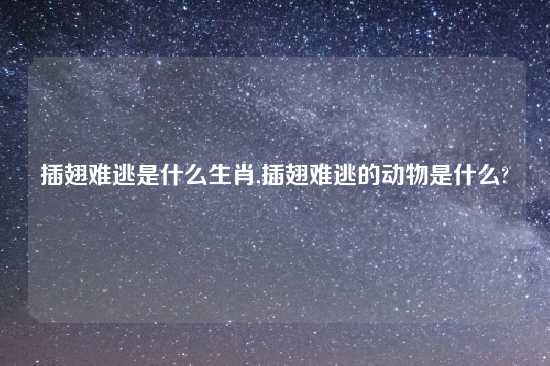 插翅难逃是什么生肖,插翅难逃的动物是什么?