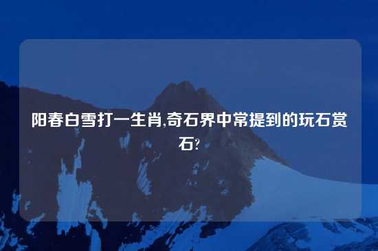 阳春白雪打一生肖,奇石界中常提到的玩石赏石?