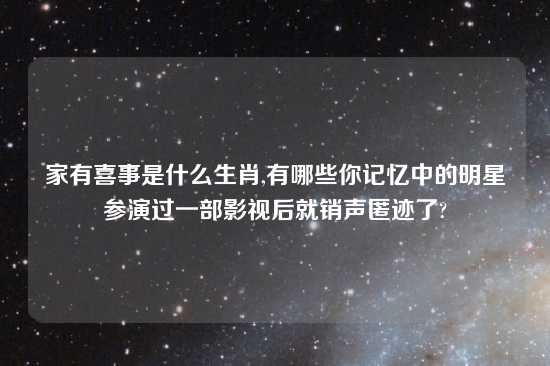 家有喜事是什么生肖,有哪些你记忆中的明星参演过一部影视后就销声匿迹了?